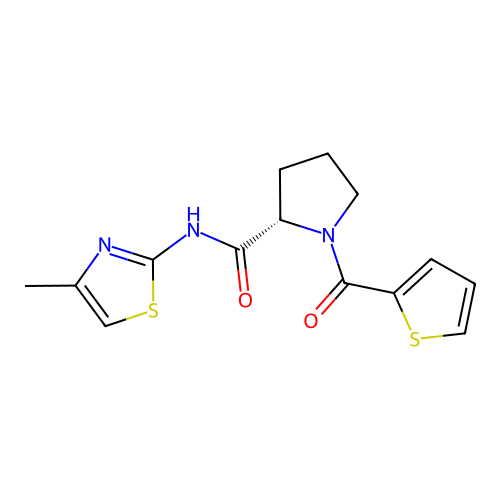 (2S)-N-(4-methyl-1,3-thiazol-2-yl)-1-(thiophene-2-carbonyl)pyrrolidine-2-carboxamide structure