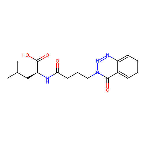 (2S)-4-methyl-2-[4-(4-oxo-1,2,3-benzotriazin-3-yl)butanoylamino]pentanoic acid structure