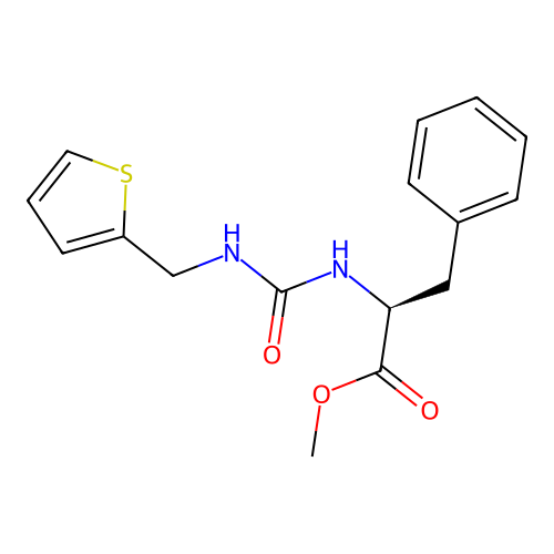 (S)-3-Phenyl-2-(3-thiophen-2-ylmethyl-ureido)-propionic acid methyl ester structure