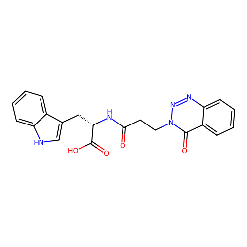 N-[3-(4-oxo-1,2,3-benzotriazin-3(4H)-yl)propanoyl]-L-tryptophan structure