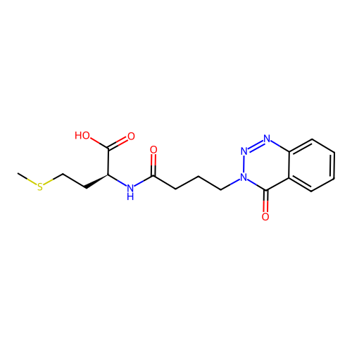 (2S)-4-methylsulfanyl-2-[4-(4-oxo-1,2,3-benzotriazin-3-yl)butanoylamino]butanoic acid structure