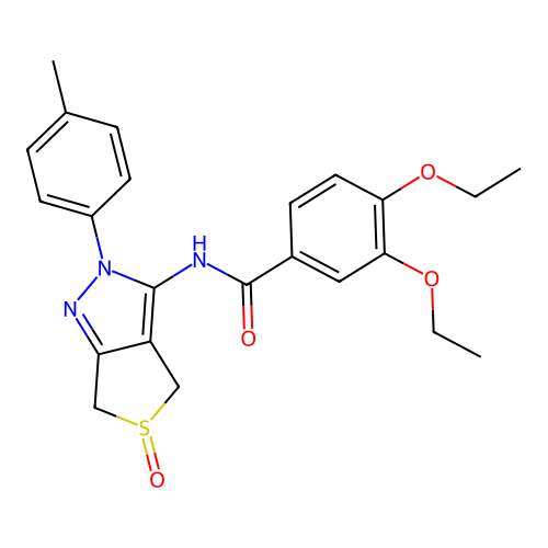 3,4-diethoxy-N-[2-(4-methylphenyl)-5-oxo-4,6-dihydrothieno[3,4-c]pyrazol-3-yl]benzamide structure