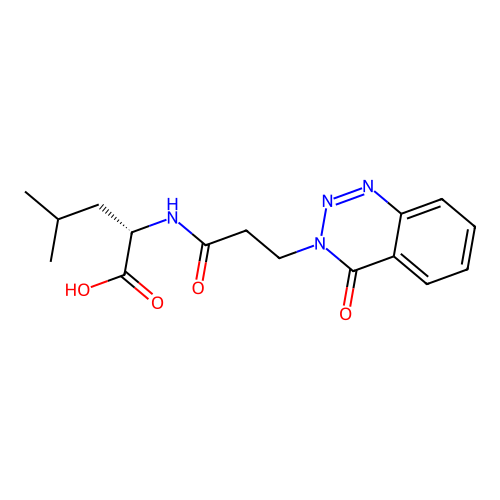 (2S)-4-methyl-2-[3-(4-oxo-1,2,3-benzotriazin-3-yl)propanoylamino]pentanoic acid structure