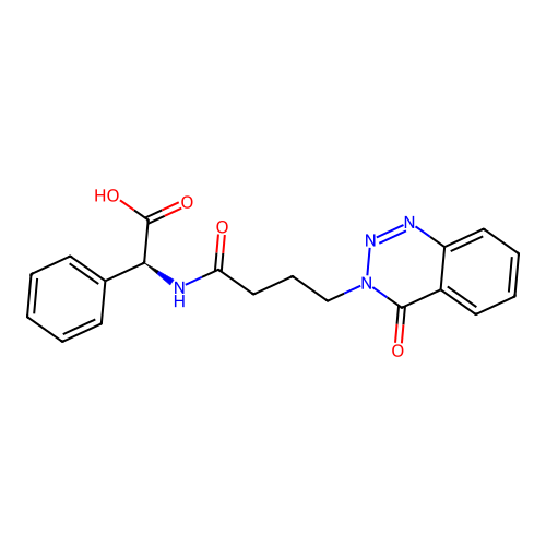 (2S)-2-[4-(4-oxo-1,2,3-benzotriazin-3-yl)butanoylamino]-2-phenylacetic acid structure