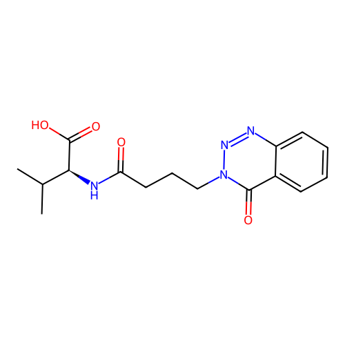 (2S)-3-methyl-2-[4-(4-oxo-1,2,3-benzotriazin-3-yl)butanoylamino]butanoic acid structure