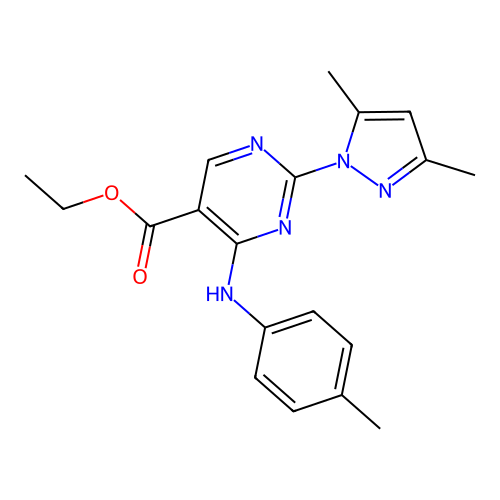Ethyl 2-(3,5-dimethylpyrazol-1-yl)-4-(4-methylanilino)pyrimidine-5-carboxylate structure
