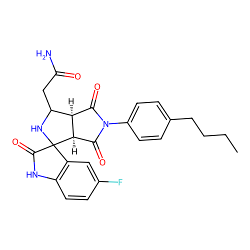 2-((3a'S,6a'R)-5'-(4-butylphenyl)-5-fluoro-2,4',6'-trioxo-3',3a',4',5',6',6a'-hexahydro-2'H-spiro[indoline-3,1'-pyrrolo[3,4-c]pyrrol]-3'-yl)acetamide structure