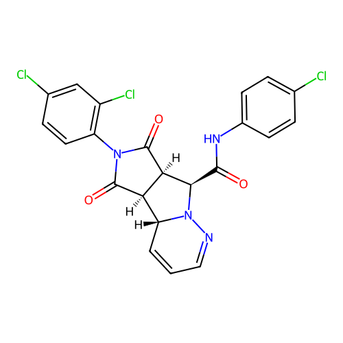 (4aR,4bS,7aR,8S)-N-(4-chlorophenyl)-6-(2,4-dichlorophenyl)-5,7-dioxo-4b,5,6,7,7a,8-hexahydro-4aH-pyrrolo[3',4':3,4]pyrrolo[1,2-b]pyridazine-8-carboxamide structure