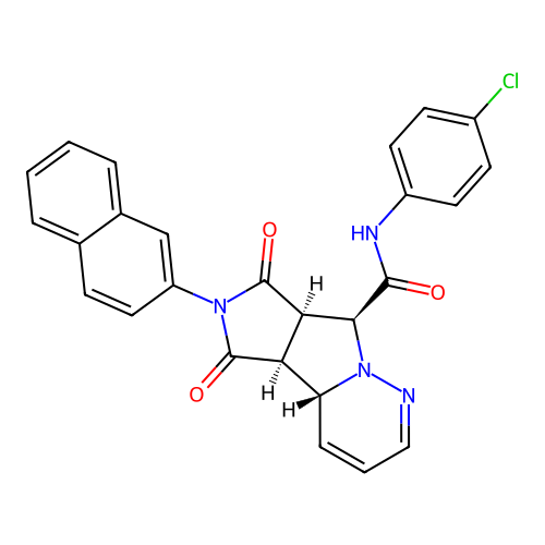 (4aR,4bS,7aR,8S)-N-(4-chlorophenyl)-6-(naphthalen-2-yl)-5,7-dioxo-4b,5,6,7,7a,8-hexahydro-4aH-pyrrolo[3',4':3,4]pyrrolo[1,2-b]pyridazine-8-carboxamide structure