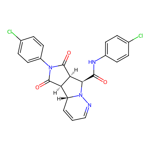 (1R,2S,6R,7S)-N,4-Bis(4-chlorophenyl)-3,5-dioxo-4,8,9-triazatricyclo[6.4.0.02,6]dodeca-9,11-diene-7-carboxamide structure