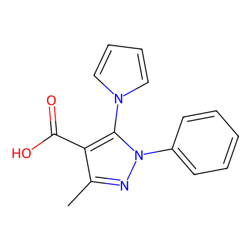 3-Methyl-1-phenyl-5-(1H-pyrrol-1-yl)-1H-pyrazole-4-carboxylic acid structure