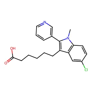 5-Chloro-1-methyl-2-(3-pyridyl)-3-indolehexanoic acid structure