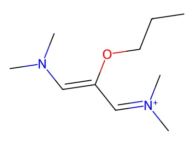 3-(Dimethylamino)-N,N-dimethyl-2-propoxyprop-2-en-1-iminium structure