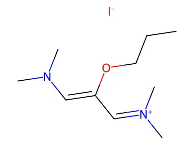 3-(Dimethylamino)-N,N-dimethyl-2-propoxyprop-2-en-1-iminium iodide structure