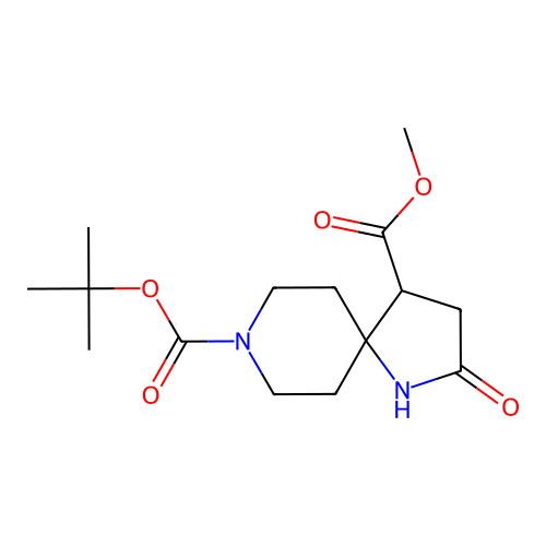 8-(tert-Butyl) 4-methyl 2-oxo-1,8-diazaspiro[4.5]decane-4,8-dicarboxylate structure