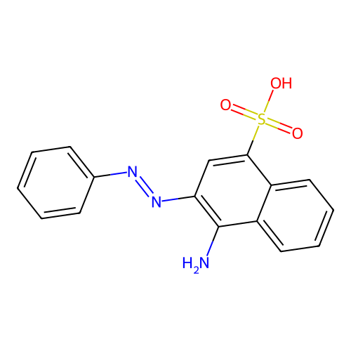 4-amino-3-[(E)-phenyldiazenyl]-1-naphthalenesulfonic acid structure