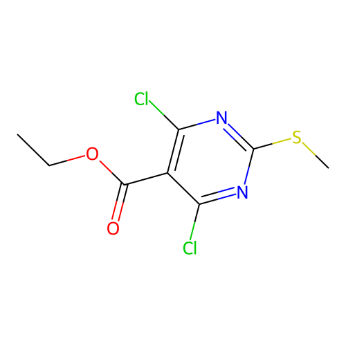 Ethyl 4,6-dichloro-2-(methylsulfanyl)pyrimidine-5-carboxylate structure