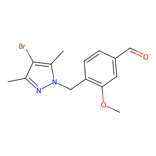 4-[(4-Bromo-3,5-dimethyl-1H-pyrazol-1-yl)methyl]-3-methoxybenzaldehyde structure