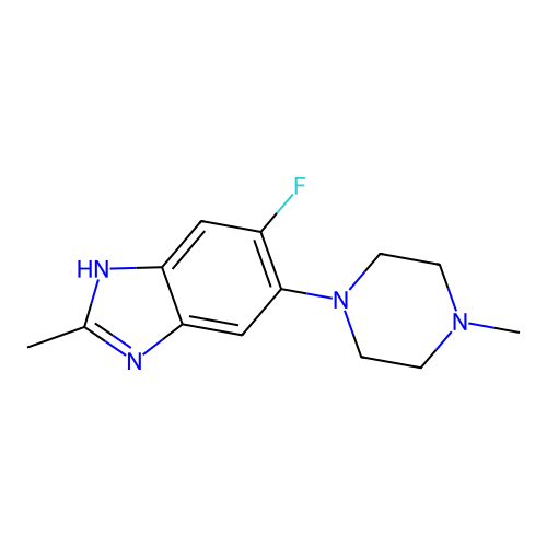1H-Benzimidazole, 5-fluoro-2-methyl-6-(4-methylpiperazin-1-yl)- structure
