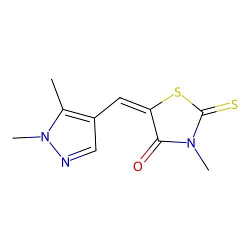 Thiazolidin-4-one, 5-(1,5-dimethyl-1H-pyrazol-4-ylmethylene)-3-methyl-2-thioxo- structure