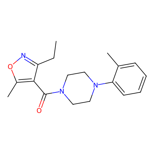 Methanone, (3-ethyl-5-methyl-4-isoxazolyl)[4-(2-methylphenyl)-1-piperazinyl]- structure