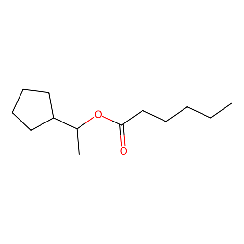 Hexanoic acid, 1-cyclopentylethyl ester structure