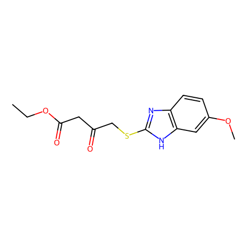 Ethyl 4-[(5-methoxy-1H-benzimidazol-2-yl)thio]-3-oxobutanoate structure