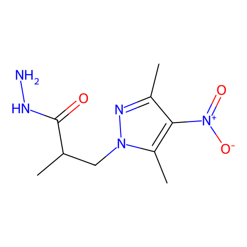 3-(3,5-dimethyl-4-nitro-1H-pyrazol-1-yl)-2-methylpropanehydrazide structure