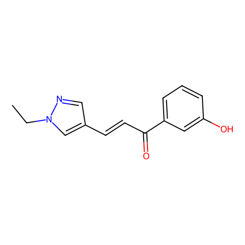 Propenone, 3-(1-ethyl-1H-pyrazol-4-yl)-1-(3-hydroxyphenyl)- structure