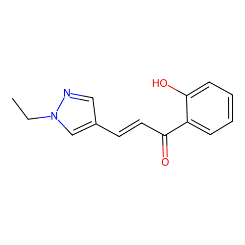 (2E)-3-(1-ethyl-1H-pyrazol-4-yl)-1-(2-hydroxyphenyl)prop-2-en-1-one structure
