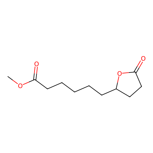 2-Oxotetrahydrofuryl-5-hexanoic acid, methyl ester structure