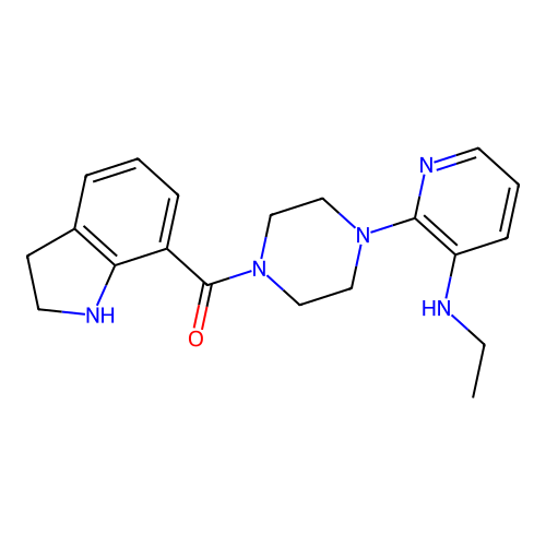 methanone,(2,3-dihydro-1h-indol-7-yl)[4-[3-(ethylamino)-2-pyridinyl]-1-piperazinyl]- structure