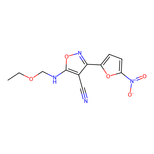 5-(Ethoxymethylamino)-3-(5-nitro-2-furyl)isoxazole-4-carbonitrile structure