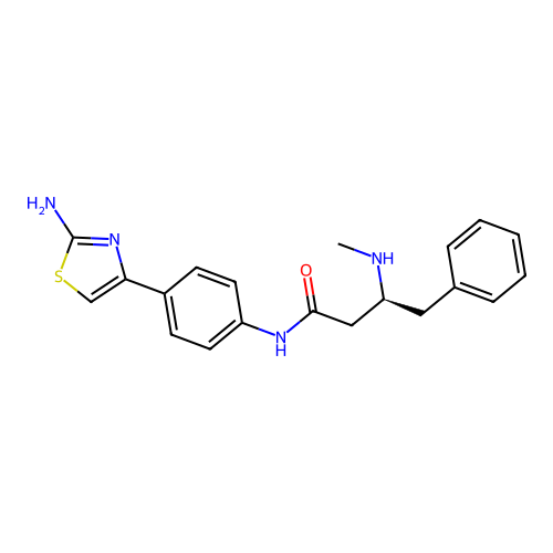 (S)-N-(4-(2-aminothiazol-4-yl)phenyl)-3-(methylamino)-4-phenylbutanamide structure