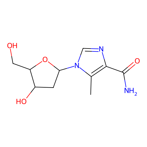 1-(4-Hydroxy-5-hydroxymethyl-tetrahydro-furan-2-yl)-5-methyl-1H-imidazole-4-carboxylic acid amide structure