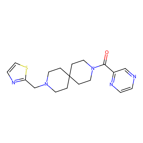 Pyrazin-2-yl(9-(thiazol-2-ylmethyl)-3,9-diazaspiro[5.5]undecan-3-yl)methanone structure