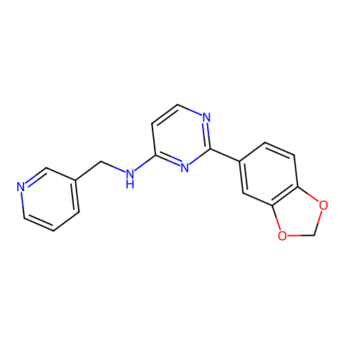 2-(1,3-benzodioxol-5-yl)-N-(3-pyridinylmethyl)-4-pyrimidinamine structure