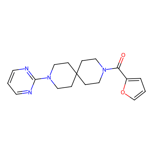 Furan-2-yl(9-(pyrimidin-2-yl)-3,9-diazaspiro[5.5]undecan-3-yl)methanone structure