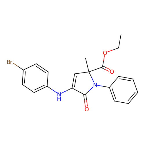 ethyl 4-[(4-bromophenyl)amino]-2-methyl-5-oxo-1-phenyl-2,5-dihydro-1H-pyrrole-2-carboxylate structure