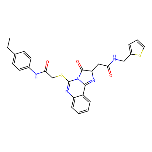 N-(4-ethylphenyl)-2-{[3-oxo-2-({[(thiophen-2-yl)methyl]carbamoyl}methyl)-2H,3H-imidazo[1,2-c]quinazolin-5-yl]sulfanyl}acetamide structure
