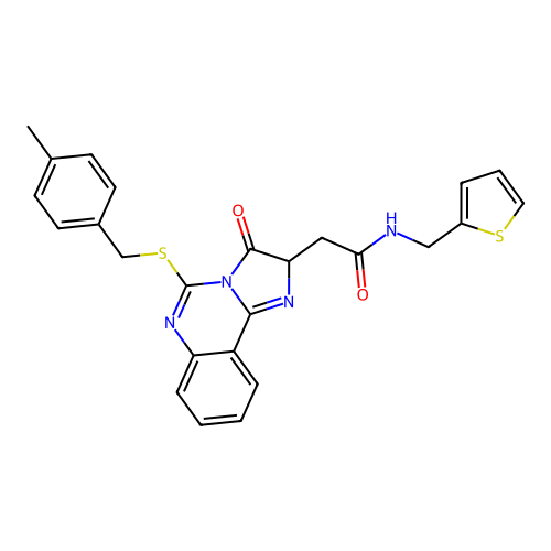 2-(5-{[(4-methylphenyl)methyl]sulfanyl}-3-oxo-2H,3H-imidazo[1,2-c]quinazolin-2-yl)-N-[(thiophen-2-yl)methyl]acetamide structure
