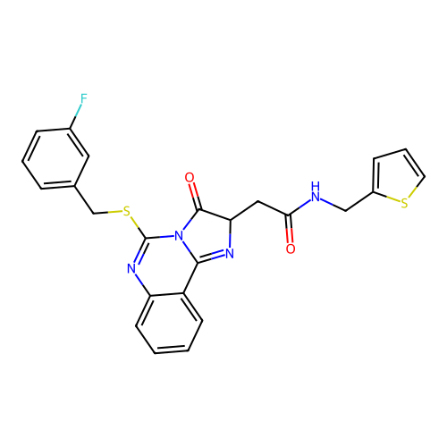 2-(5-{[(3-fluorophenyl)methyl]sulfanyl}-3-oxo-2H,3H-imidazo[1,2-c]quinazolin-2-yl)-N-[(thiophen-2-yl)methyl]acetamide structure