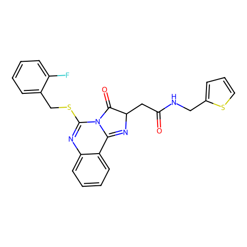 2-(5-{[(2-fluorophenyl)methyl]sulfanyl}-3-oxo-2H,3H-imidazo[1,2-c]quinazolin-2-yl)-N-[(thiophen-2-yl)methyl]acetamide structure