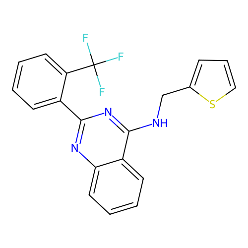 N-[(thiophen-2-yl)methyl]-2-[2-(trifluoromethyl)phenyl]quinazolin-4-amine structure