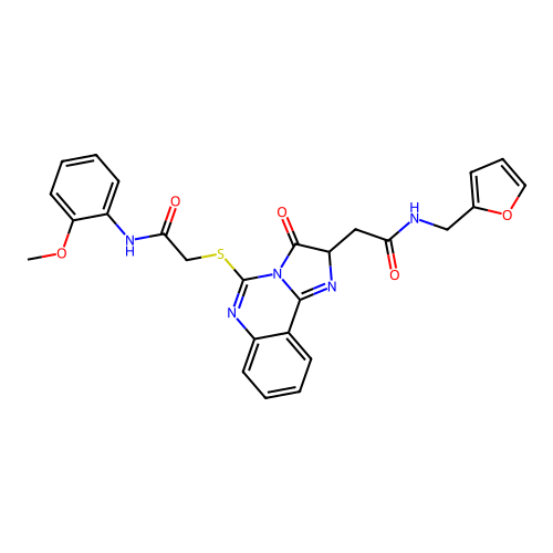 2-{[2-({[(furan-2-yl)methyl]carbamoyl}methyl)-3-oxo-2H,3H-imidazo[1,2-c]quinazolin-5-yl]sulfanyl}-N-(2-methoxyphenyl)acetamide structure