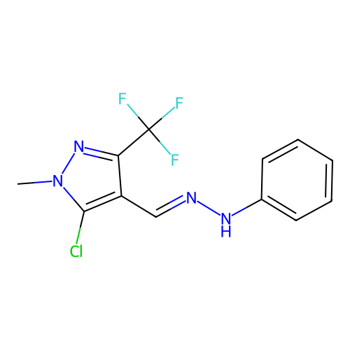 N-[[5-chloro-1-methyl-3-(trifluoromethyl)pyrazol-4-yl]methylideneamino]aniline structure