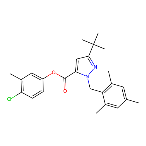 4-Chloro-3-methylphenyl 3-(1,1-dimethylethyl)-1-[(2,4,6-trimethylphenyl)methyl]-1H-pyrazole-5-carboxylate structure