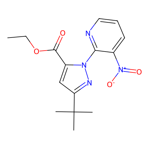 ethyl 3-(tert-butyl)-1-(3-nitro-2-pyridinyl)-1H-pyrazole-5-carboxylate structure