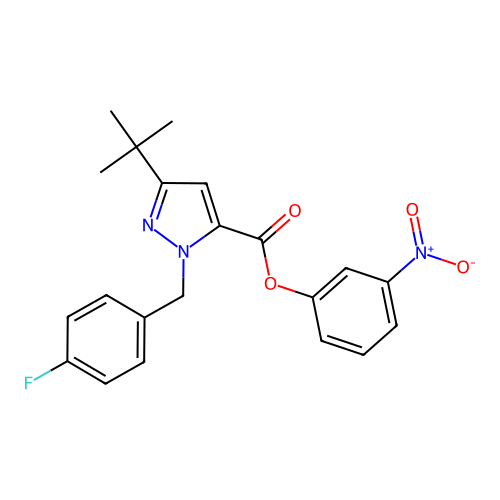 3-Nitrophenyl 3-(1,1-dimethylethyl)-1-[(4-fluorophenyl)methyl]-1H-pyrazole-5-carboxylate structure
