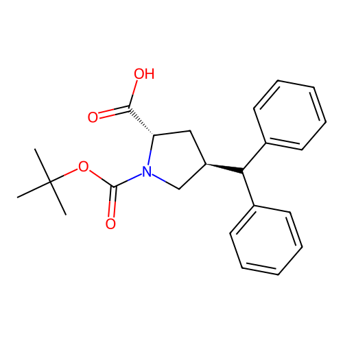 (2S,4S)-4-Benzhydryl-1-(tert-butoxycarbonyl)pyrrolidine-2-carboxylic acid structure